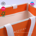 высокое качество роскошный оранжевый бумажная хозяйственная сумка с ручкой